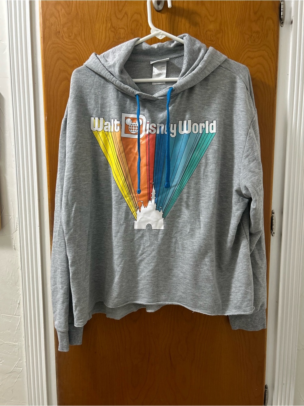 Disney Gray  Cropped Hoodie with Rainbow Walt Disney World Graphic